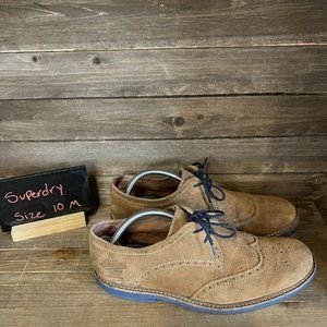 Mens Superdry Brown Suede Leather Wingtip Brogue Derby Dress Shoes Size 10 M GUC